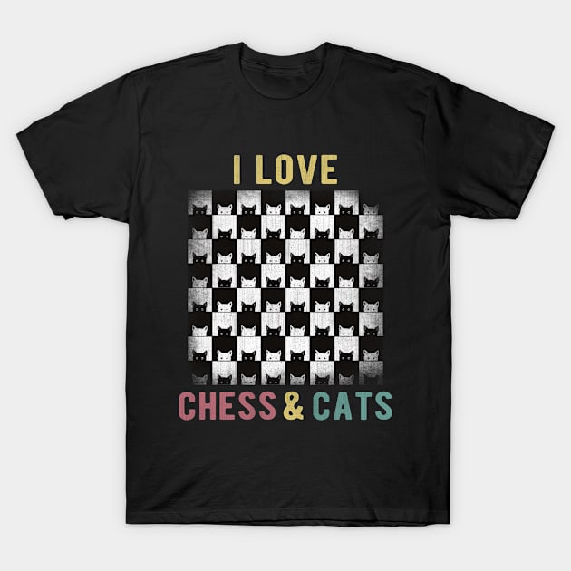 I Love Chess and Cats T-Shirt by AllWellia